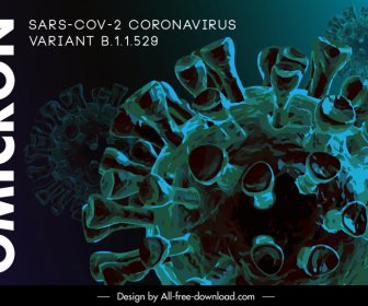 Varian COVID-19 Omicron Spreading Warning Poster Desain Closeup Gambar Tangan Gelap
