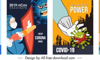 COVID19 Fighting Poster Attack Virus Sketch Classic Design