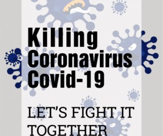 Covid19 Poster Template Stylized Viruses Sketch Blurred Design