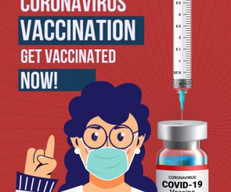 แบนเนอร์การฉีดวัคซีน COVID19 แพทย์ฉีดเข็มร่าง