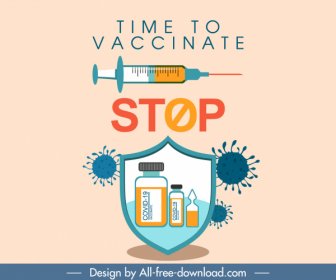 Covid19ワクチン接種バナーフラット疾患医療要素スケッチ
