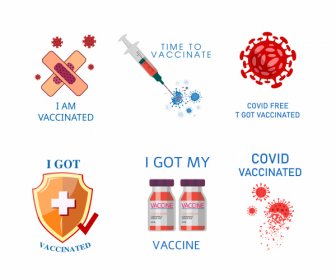 covid19 vaccination design elements virus medical symbols sketch