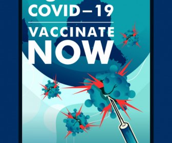 covid19 vaccination poster attacking viruses sketch
