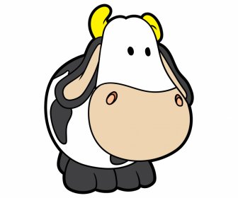  Cow Icon Cute Flat Handdrawn Cartoon Outline