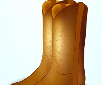 カウボーイ ブーツの光沢のある茶色のアイコンが設計