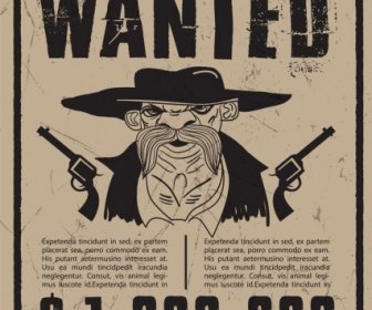 Vaquero Wanted Poster Diseño Retro Blanco Negro