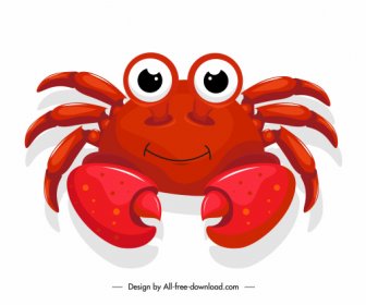 Krabbe Symbol Niedlichcartoon Skizze Glänzendes Design