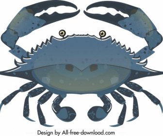 螃蟹图标深蓝色设计