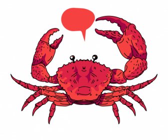 Crab Icon Red Classic Handdrawn Sketch