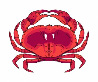 Crab Icon Red Classical Handdrawn Design