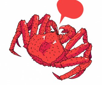 Crab Icon Red Classical Handdrawn Sketch