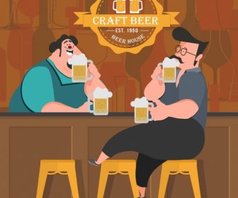 工藝啤酒廣告酒吧嘉賓圖示彩色卡通