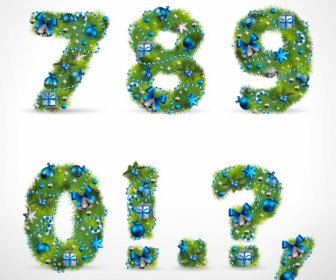 創造的なクリスマス ツリーのアルファベットと番号のベクトルのセット