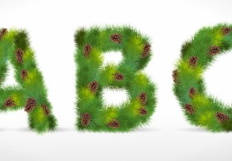 Kreatif Pohon Natal Alfabet Dan Angka Vector Set