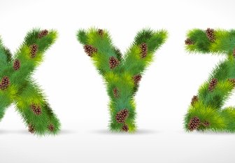 Creative Christmas Tree Alphabet And Number Vector Set