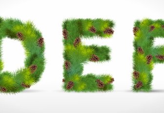 Kreatif Pohon Natal Alfabet Dan Angka Vector Set