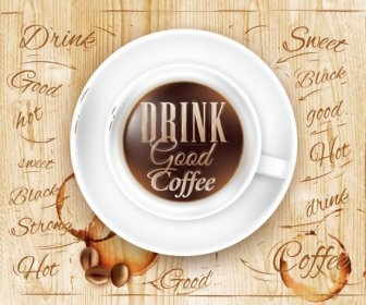 Elementi Di Legno Per Sfondo Vettore Creativo Caffè