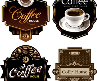 Vettore Degli Elementi Di Etichette Caffè Creativo