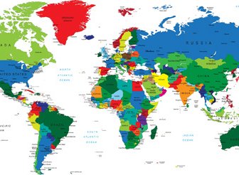 創造的な色の世界地図ベクター