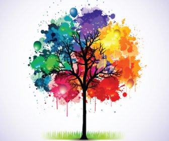 크리에이 티브 다채로운 나무 디자인 요소 벡터