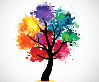 Creative Colorful Tree Design Elements Vector