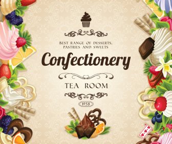 Creative Confectionery With Sweet Background Vector