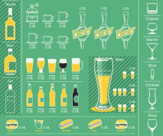 Creativas Bebidas Elementos Infográficos Vector