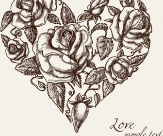 หัวใจดอกไม้สร้างสรรค์ออกแบบเวกเตอร์กราฟิก