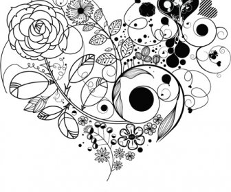 หัวใจดอกไม้สร้างสรรค์ออกแบบเวกเตอร์กราฟิก