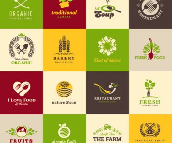 Creative Food Elements Logos Vector