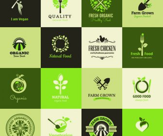 Creative Food Elements Logos Vector