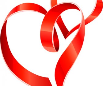 Kreative Herz Von Red Ribbon Design Vector