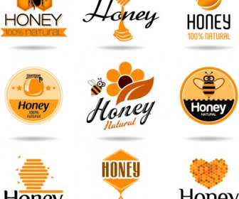 творческие мед логотипы дизайн вектор