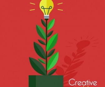 творческая идея концепции фон растет дерево Lightbulb значки