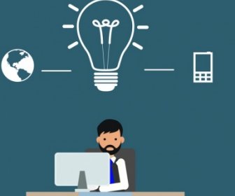 Creative Idea Infographic Businessman And Working Icons Decoration