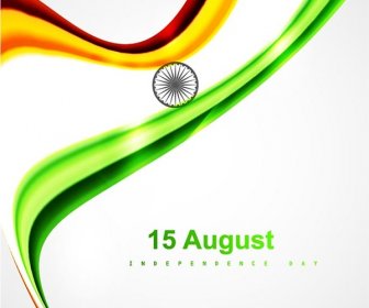 Criativa Bandeira Indiana India Independência Dia De Fundo Vector De Onda