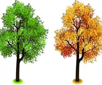 Pohon-pohon Isometrik Kreatif Desain Vektor