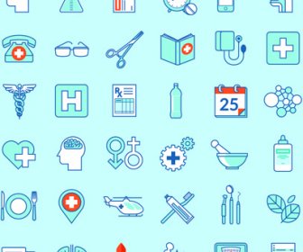 Creative Medical Outline Icons Vector Set