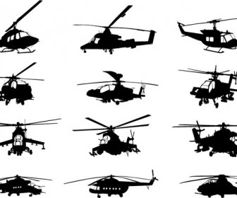 Helicóptero Militar Silueta Vector Creativo