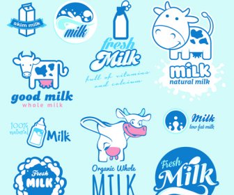 Kreative Milch Etiketten Mit Logos Entwerfen Vektor
