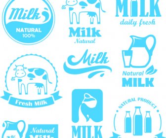Creative молока наклеек с логотипами дизайн вектор