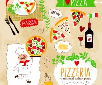 Elementos Criativos De Design De Pizza Vetor 7
