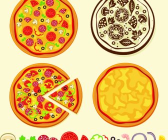 Elemen Desain Pizza Kreatif Set Vektor