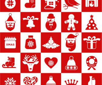 Iconos Creativos De Navidad De Rojo Y Blanco