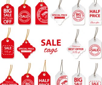 Creative Red And White Sales Tags Vectors