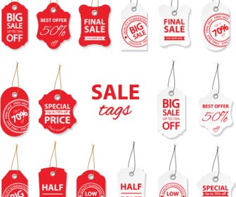 Creative Red And White Sales Tags Vectors