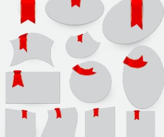 Creative Red Ribbons Bookmarks Vector Set