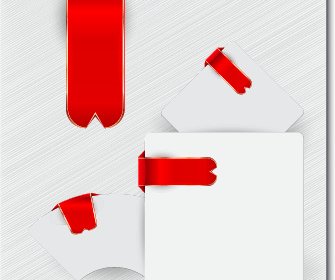 Creative Red Ribbons Bookmarks Vector Set