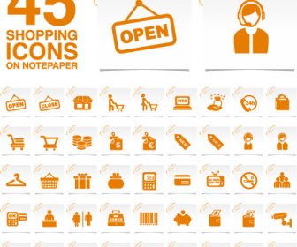 Creative Shopping Icons Stickers Vector