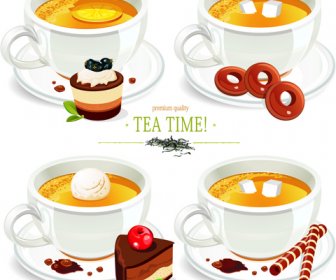 創造的なお茶のデザイン要素ベクトルセット3